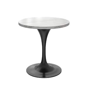Verve Modern White Sintered Stone 27 in. Tabletop with Pedestal Base Dining Table 4-Seater