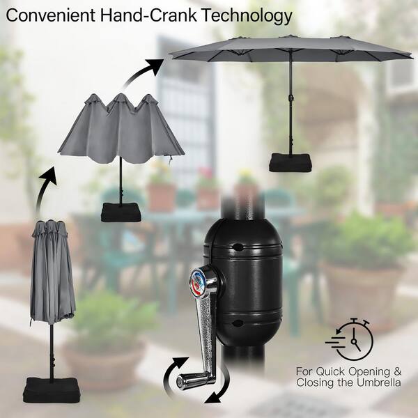 Costway 15 ft. Double-Sided Twin Metal Market Patio Umbrella