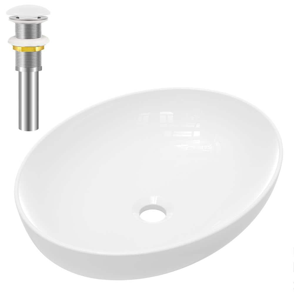 yulika Oval Sink 16 in . Bathroom Sink Ceramic Vessel Sink Bathroom ...