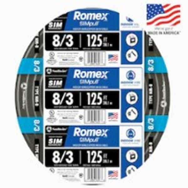 Southwire 125 ft. 8/3 Stranded Romex SIMpull CU NM-B W/G Wire