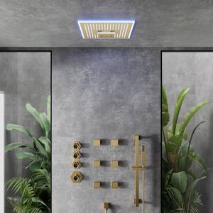 17-Spray 16 in. Dual Shower Heads Ceiling Mount Fixed and Handheld Shower Head with LED and Music in Brushed Gold