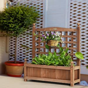 25 in. x 11 in. x 30 in. Solid Wood Planter Box with Trellis Weather-resistant Outdoor