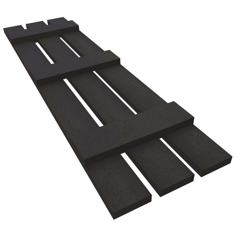 Musket Brown Vinyl Board and Batten Exterior Shutters, 12" x 59"