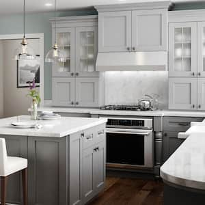 Tremont Pearl Gray Painted Plywood Shaker Assembled Base Kitchen Cabinet 1 Rollout Sf Cl L 15 in W x 24 in D x 34.5 in H