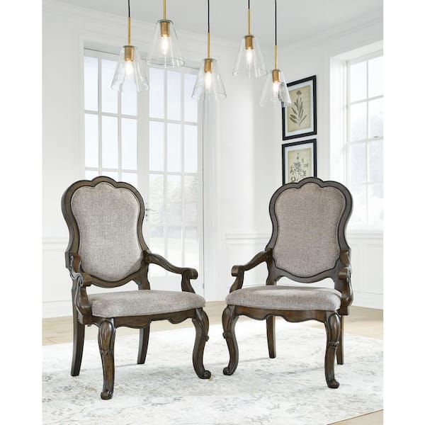 Maylee Gray Polyester Cushioned Arm Chair Set of 2