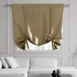 Gold Nugget Faux Silk Taffeta Room Darkening Rod Pocket Tie-Up Window Shade 46 in. W x 63 in. L (1 Panel)