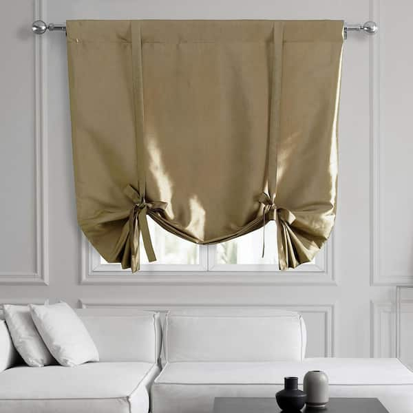 Exclusive Fabrics Grommet Faux Silk Taffeta 96-Inch Length Blackout Curtain Panel, Gold Nugget