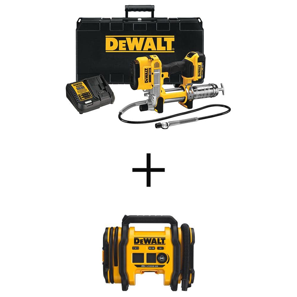 20V MAX Cordless 10,000 PSI Variable Speed Grease Gun and Cordless Electric Portable Inflator with 4Ah Battery & Charger -  DEWALT, DCGG571M1W020IB