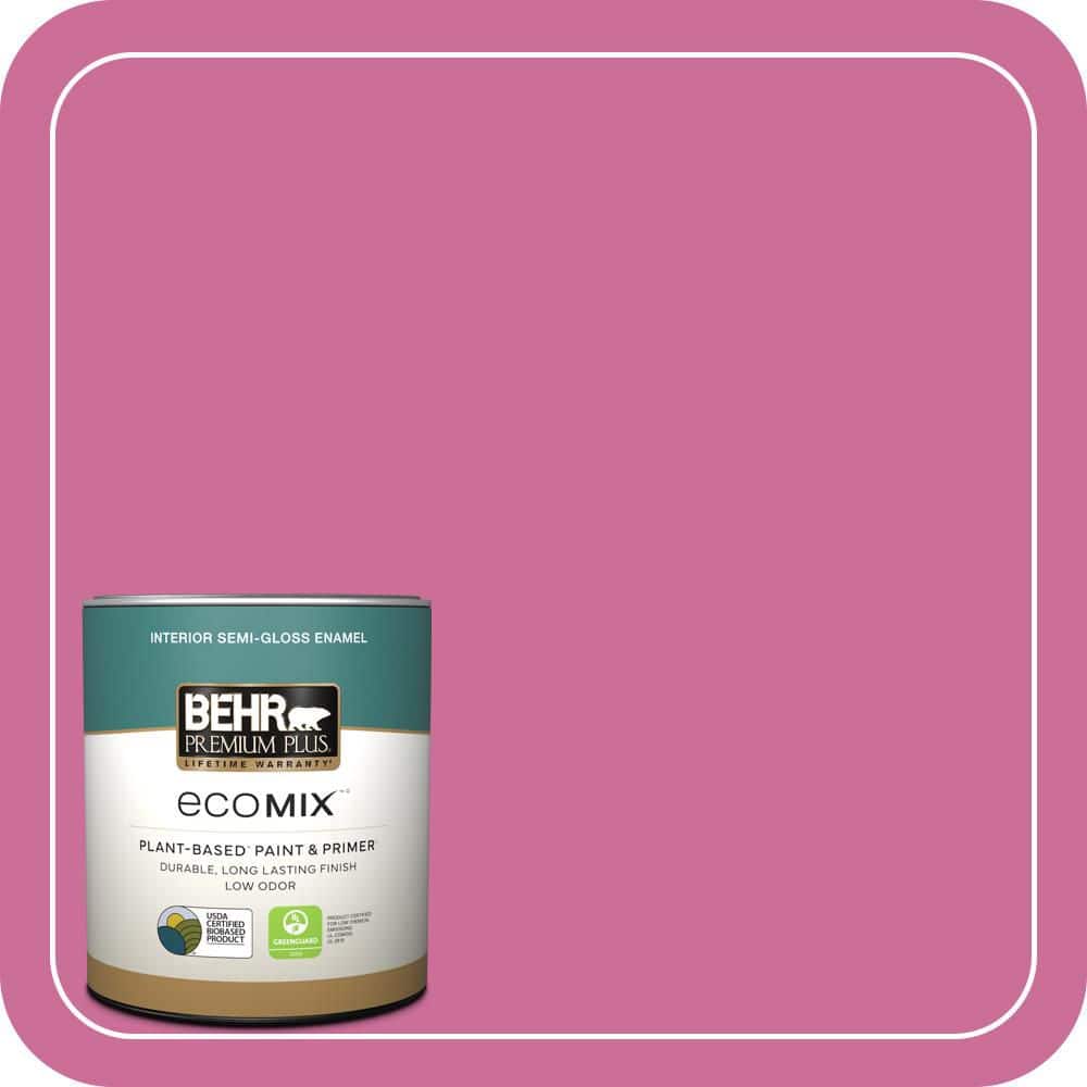 1 qt. #100B-6 Fuchsia Kiss Semi-Gloss Enamel EcoMix Plant-Based Interior Paint & Primer price history on PriceWatchPro