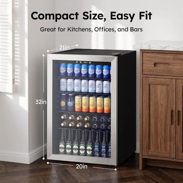 SIMZLIFE 20.3 in Single Zone 145-Cans Freestanding Beverage and