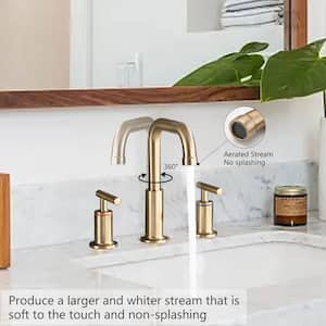8 in. Widespread Double-Handles Bathroom Faucet Combo Kit Pop-Up Drain Assembly in Brushed Gold