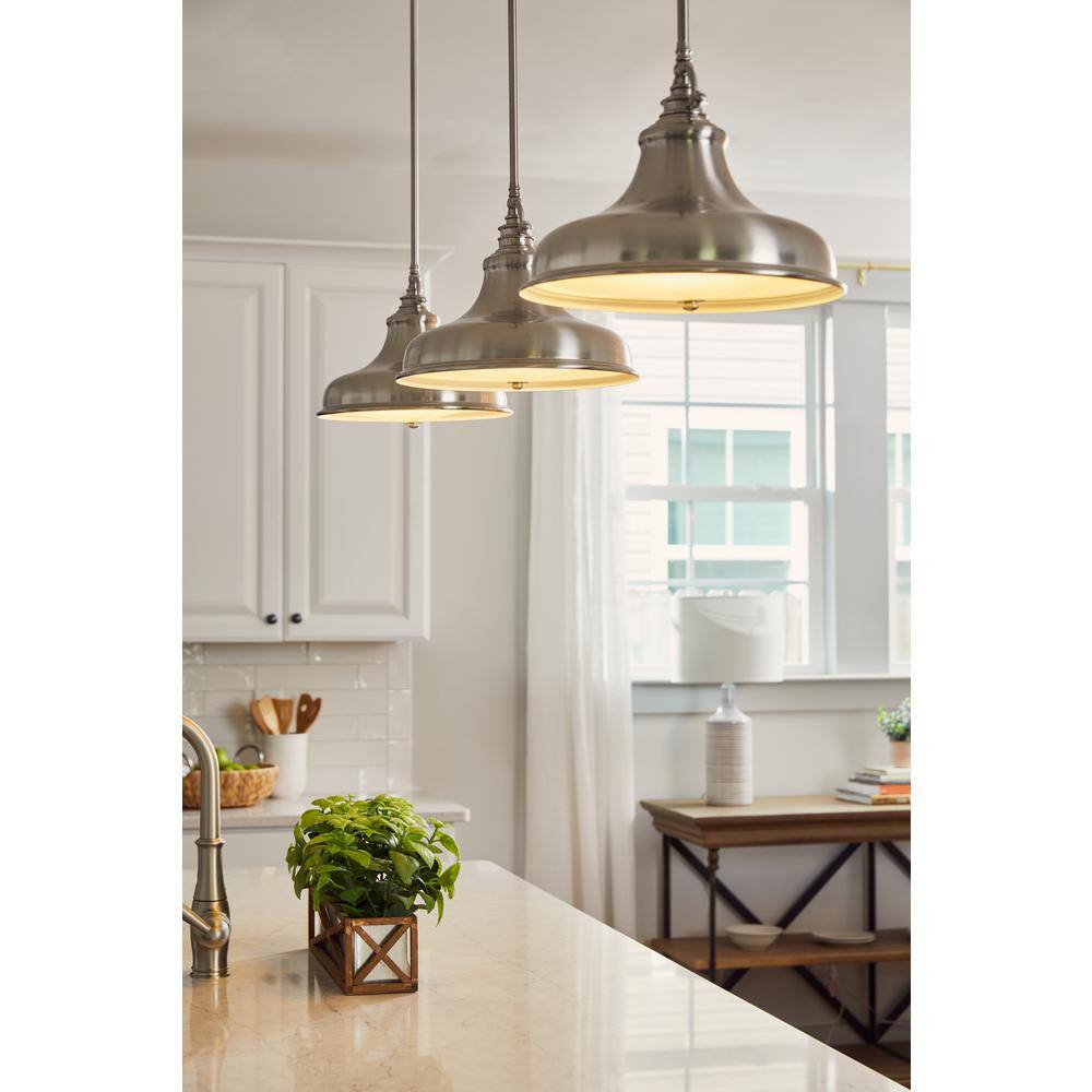 Emery Brushed Nickel 13.5" Industrial Pendant Light