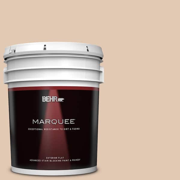 BEHR MARQUEE 5 gal. #290E-2 Oat Cake Flat Exterior Paint & Primer