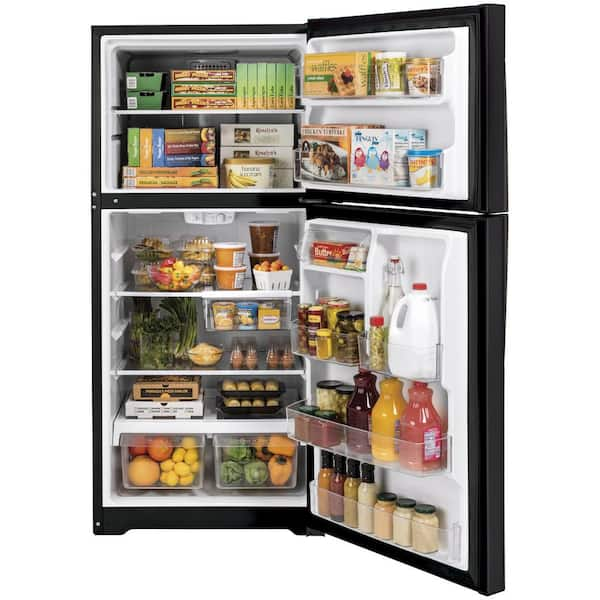 ge 21.9 cu ft top freezer refrigerator in black