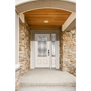 52 in. x 80 in. 3/4 Lite Mission Prairie Primed Steel Prehung Left-Hand Inswing Front Door with Right-Hand Sidelite
