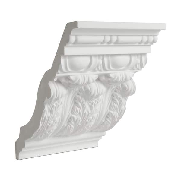 American Pro Decor 8 in. x 8-5/16 in. x 6 in. Polyurethane Long Acanthus Leaf Crown Moulding Sample