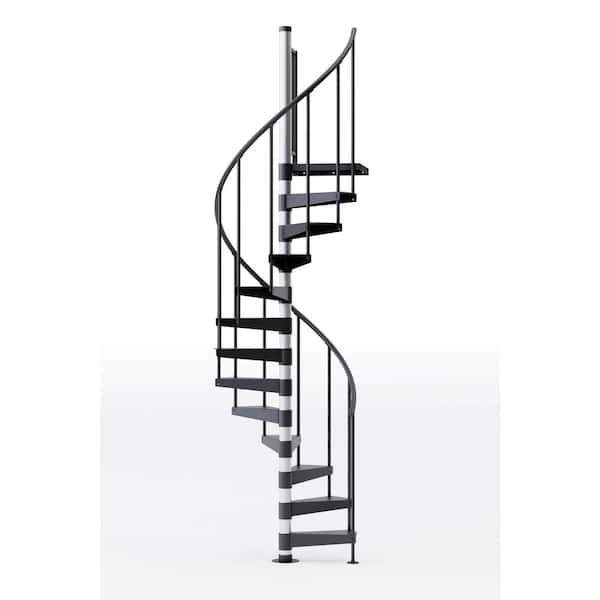 Mylen STAIRS Reroute Prime Interior 42in Diameter, Fits Height 127.5in - 142.5in, 1 42in Tall Platform Rail Spiral Staircase Kit