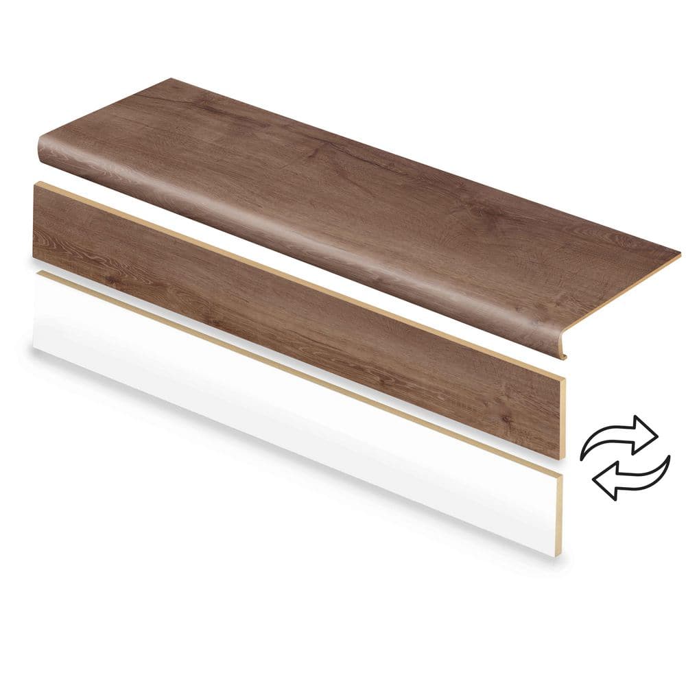 Cocoa Twilight 47 in. L x 12.15 in. W x 57.91 mm T Vinyl Overlay Stair Tread and Reversible Riser Kit price history on PriceWatchPro