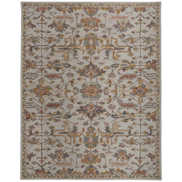 5 ft. x 8 ft. Gray Floral Area Rug