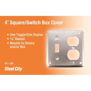 2-Gang 4 in. Metallic Square Toggle Switch/Duplex Box Cover