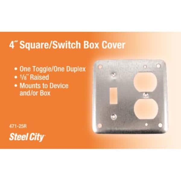 2-Gang 4 in. Metallic Square Toggle Switch/Duplex Box Cover (471-25R)