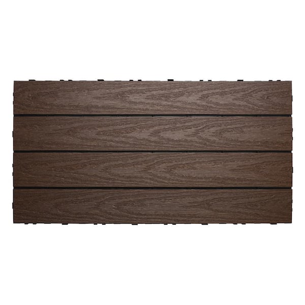 NewTechWood UltraShield Naturale 1 ft. x 2 ft. Quick Deck Outdoor Composite Deck Tile in Spanish Walnut (20 sq. ft. Per Box)