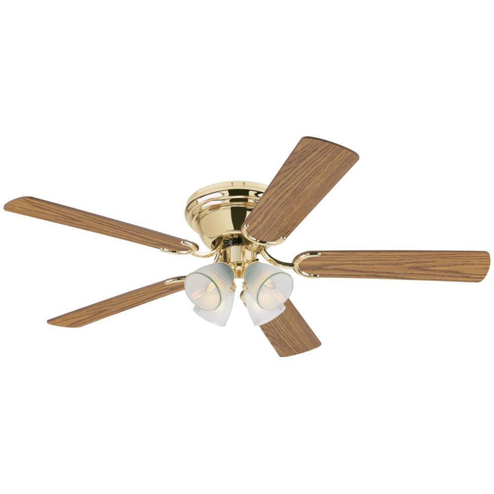 Polished Brass 52" Ceiling Fan with LED Lights and Walnut Blades
