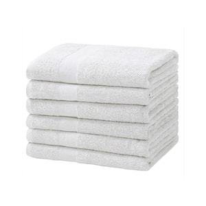 6-Piece White Highly Absorbent Cotton Quick Drying Bath Towel Set