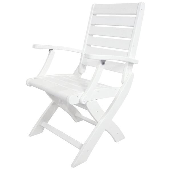 POLYWOOD Signature White Patio Folding Chair