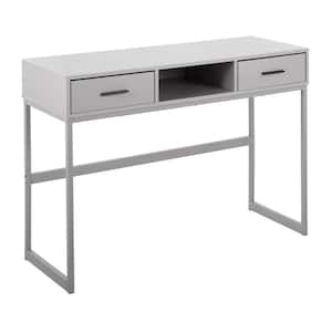 Franklin 15.5 in. Grey Wood and Grey Metal Rectangle Console Table with Drawers
