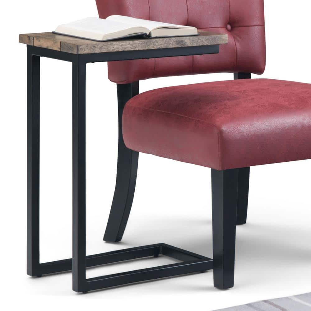 Skyler Beach Brown Wood and Metal Rectangular Side Table