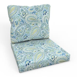 Paisley 23 in W x 3 in H Outdoor Piece Deep Seat Dining Chair Cushion Set 1-Count in Blue Arctic Stone