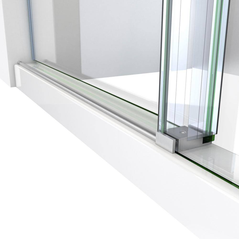 Clear Glass Frameless Sliding Shower Enclosure with Stainless Steel Hardware