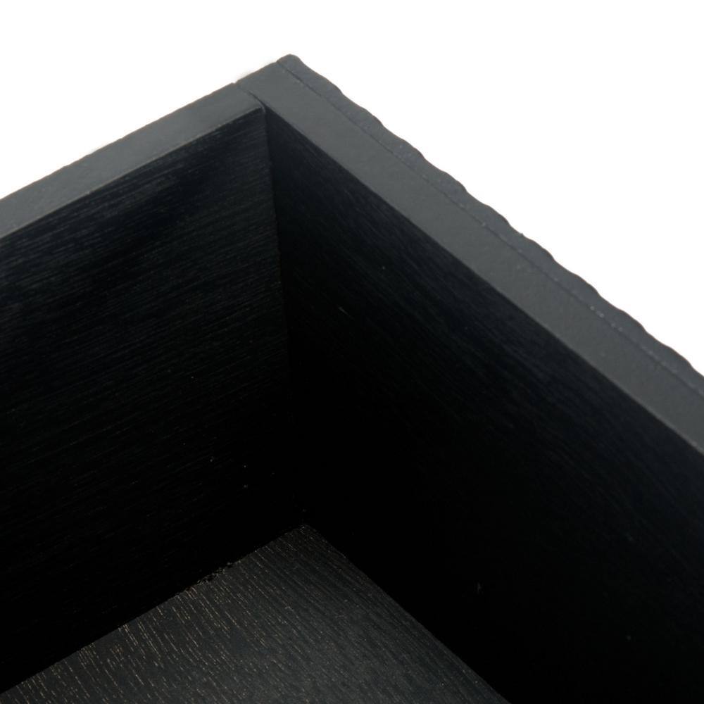 Elegant Black Metal and Wood Console Table with Carved Storage Drawers