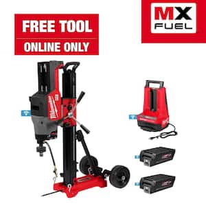 MX FUEL Lithium-Ion Core Drill Rig Kit with (2) FORGE HD12.0 Batteries and (1) MX FUEL Super Charger and Stand