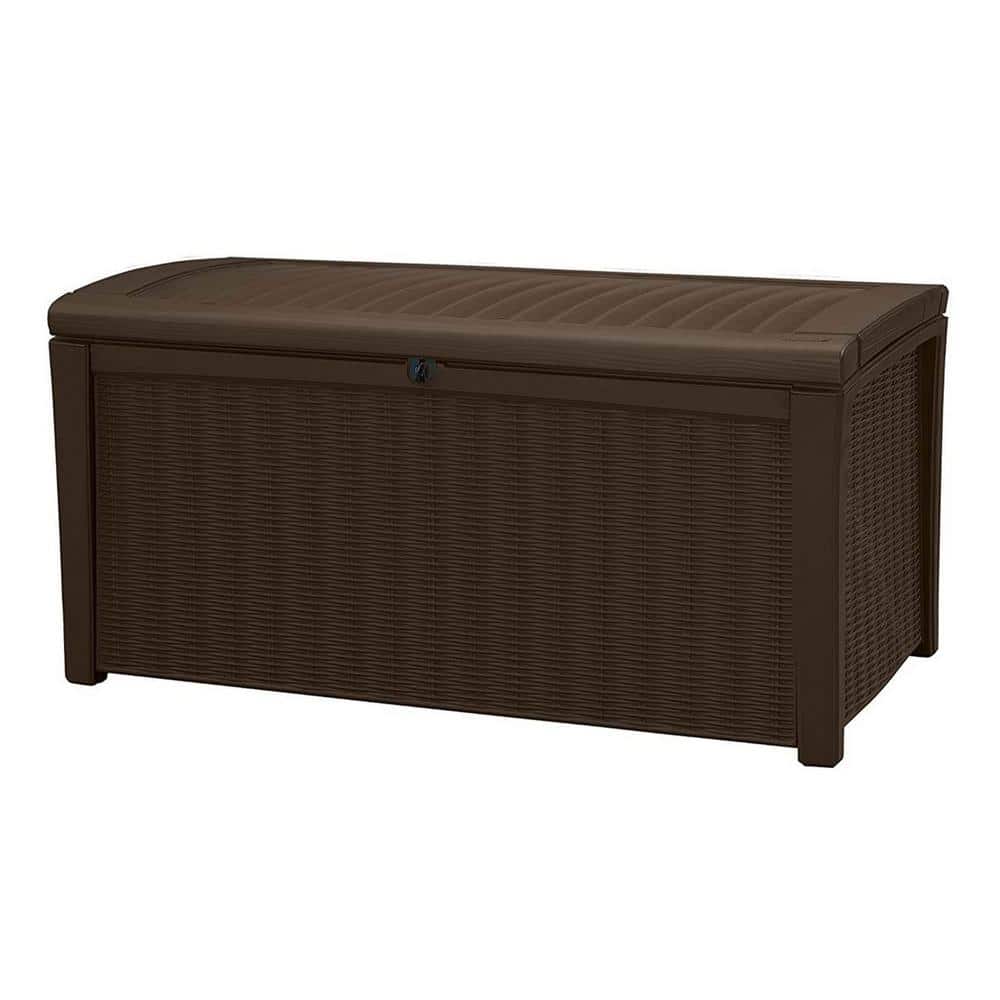 110 Gal. All-Weather Wicker Deck Box with Piston-Assisted Lockable Lid in B