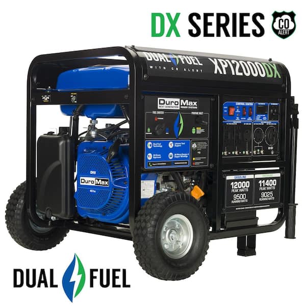 DUROMAX 12,000/9,500-Watt 457 cc Electric Start Dual Fuel Gas Propane Portable Home Power Back Up Generator with CO Alert