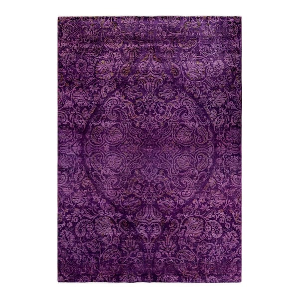 Fine Vibrance Purple 6 ft. x 9 ft. Solid Wool Indoor Area Rug