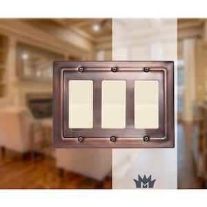 Architectural 3-Gang 3-Rocker Wall Plate (Antique Copper Finish)