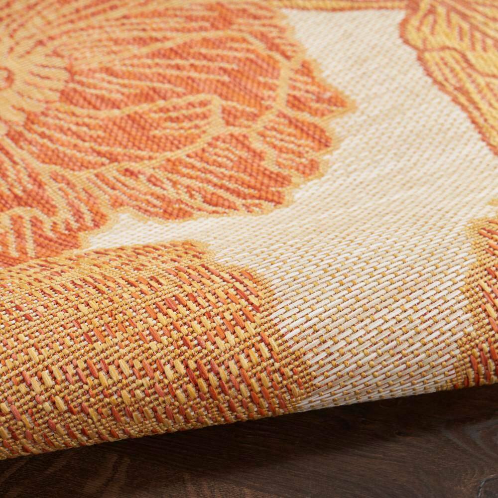 Coral Floral Flatwoven Runner Rug for Indoor/Outdoor Spaces