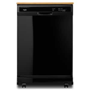 24 in. Black Front Control Heavy-Duty Portable Dishwasher with 1 Hour Wash Cycle and 12-Place Settings, 64 dBA