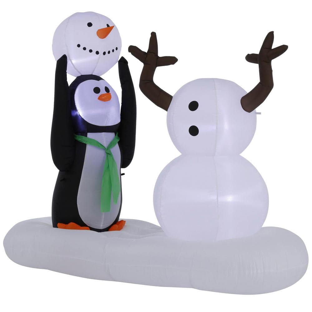 5 ft. Pre-lit Inflatable Christmas Holiday Penguin Building a Snowman