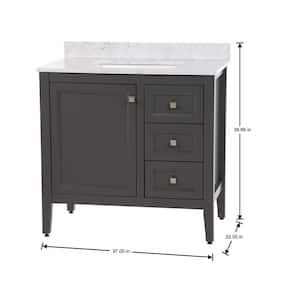 Darcy 37 in. W x 22 in. D Bath Vanity in Shale Gray with Stone Effects Vanity Top in Lunar with White Sink