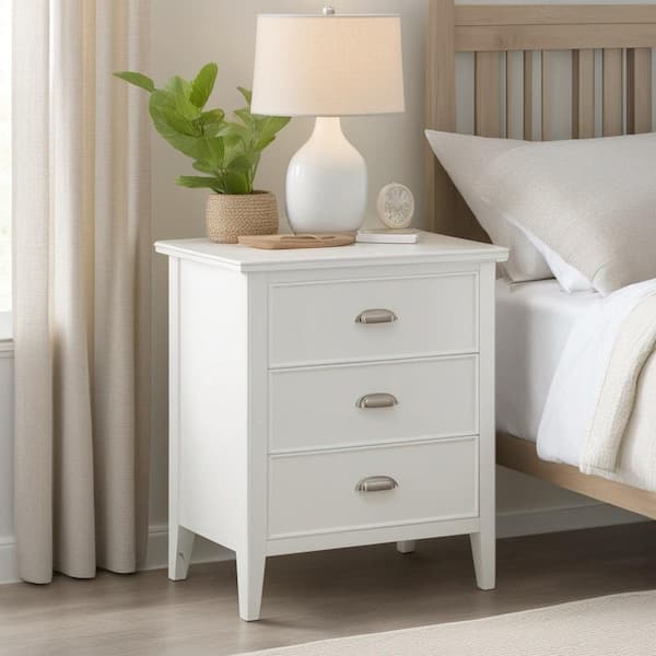 Leick Home Laurent Collection Hardwood Bedroom Night Stand with Top Drawer, Door and 2-plug Electrical Outlet