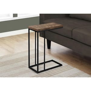 Brown Accent Table with Black Metal