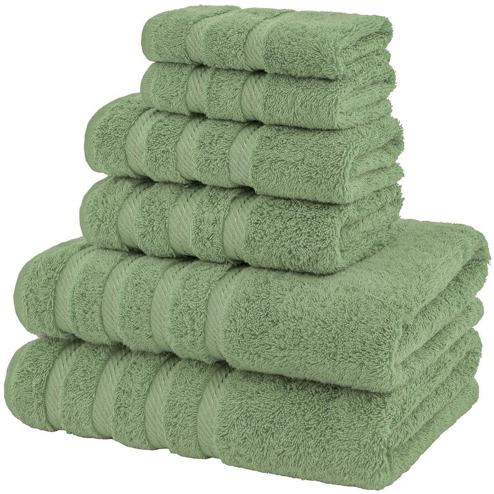 Sage Green Turkish Cotton 6-Piece Towel Set