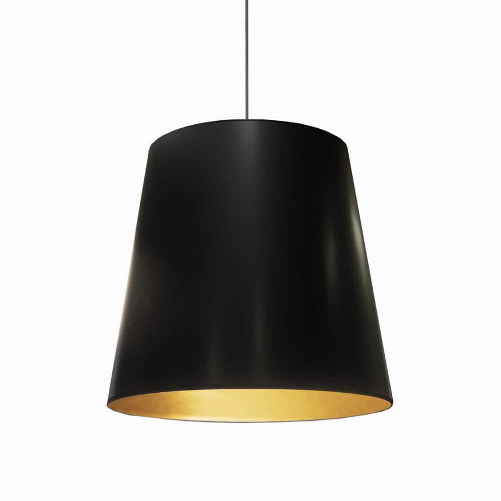 Oversized Drum 1-Light Polished Chrome Pendant with Laminated Fabric Shade