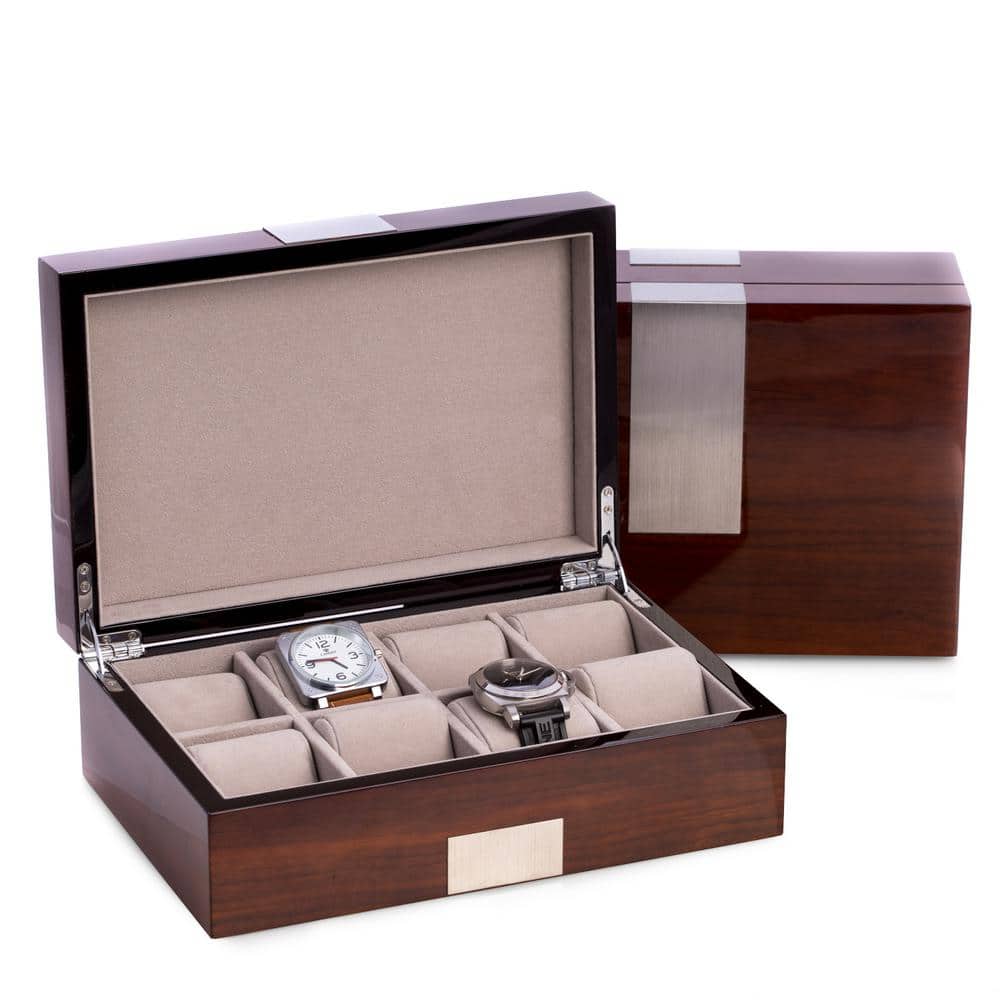 Lacquered Walnut Wood 8-Watch Box