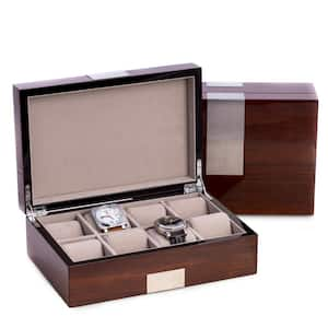 Lacquered "Walnut" Wood 8-Watch Box