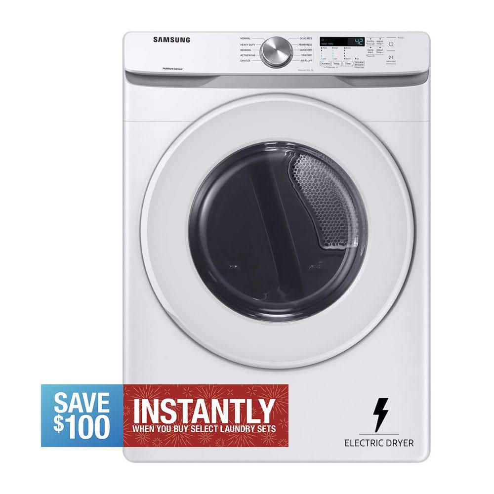 7.5 cu. ft. Stackable Vented Electric Dryer with Sensor Dry in White